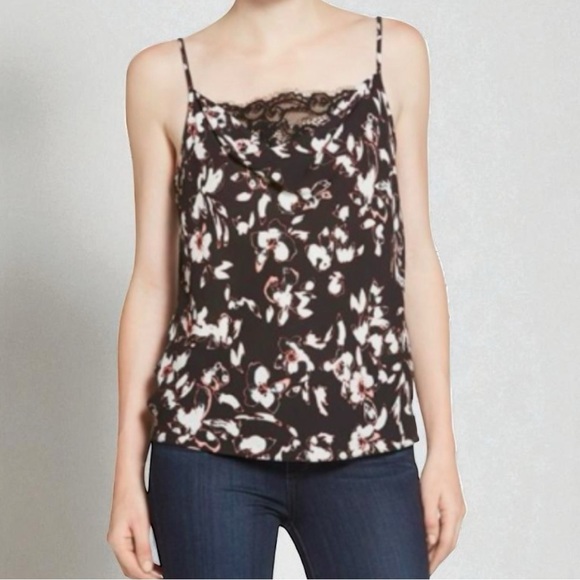 Chelsea28 Tops - Chelsea28 Floral Lace Drape Front Camisole | Size S | Black Floral ✨